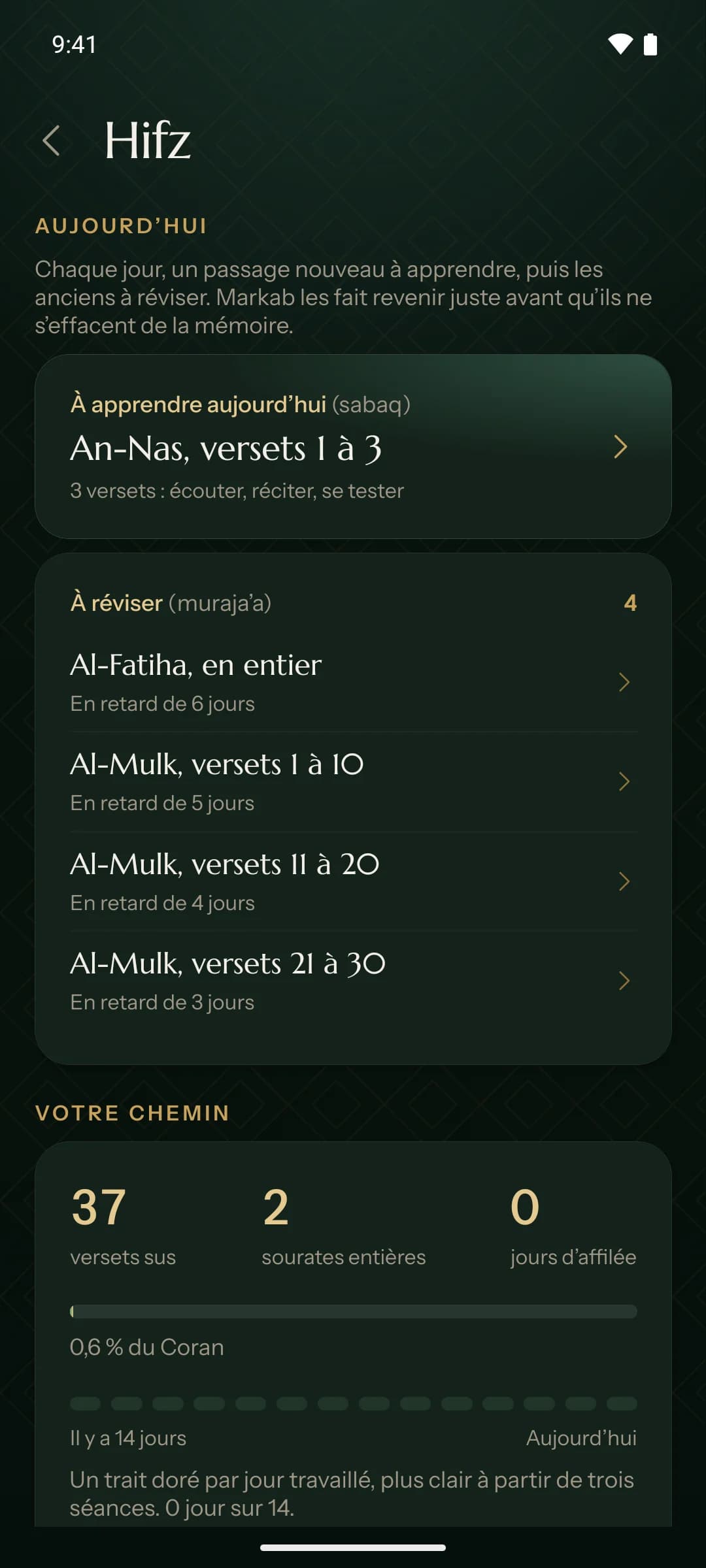 Le Hifz : le passage du jour et les révisions